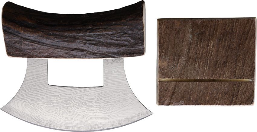 B Merry Ulu Moose Antler Damascus 5.75" Fixed Blade Knife