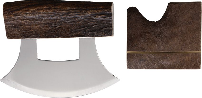 B Merry Ulu Moose Antler 5.75" Mirror Finish 440 Stainless Fixed Blade