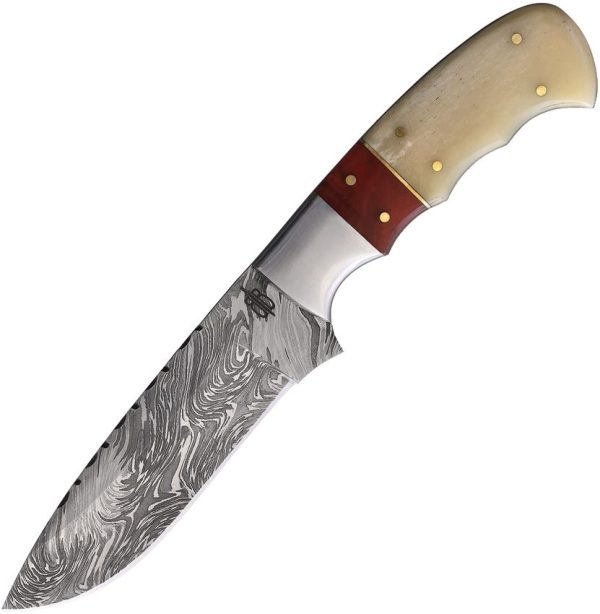 BNB02129.jpg BucknBear Red Knight Hunter Fixed Blade Damascus Steel Knife