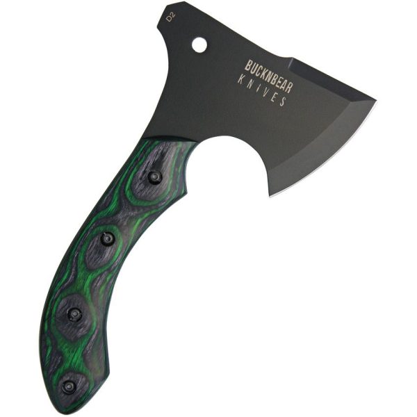 BucknBear Tactical Army Hatchet D2 Steel Black Green Handle