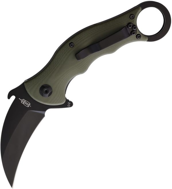 BucknBear Tactical Karambit Linerlock Folding Knife D2 Steel