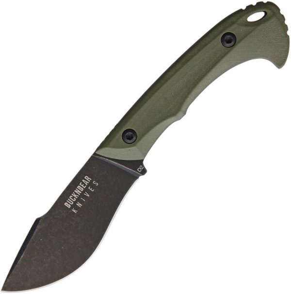 BucknBear Piranha Fixed Blade D2 Steel Green Handle Knife
