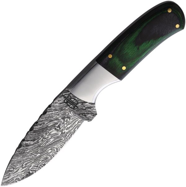 BNB134635G.jpg BucknBear Small Green Hunter Fixed Blade Damascus Steel Knife
