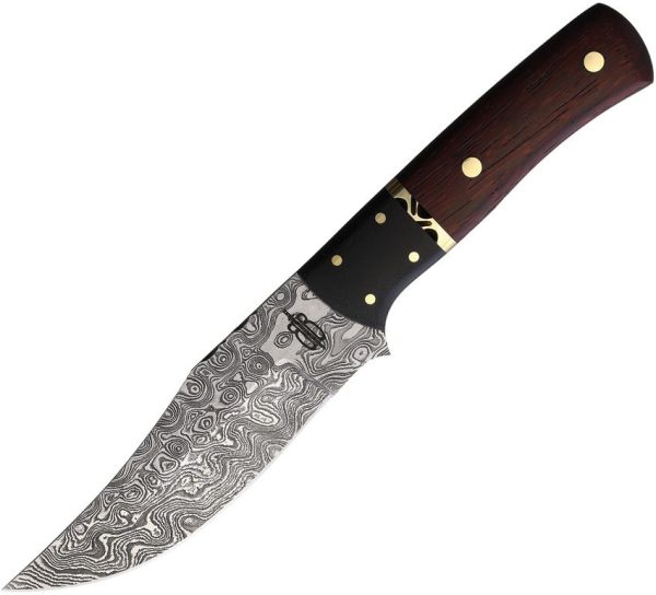 BucknBear Hunter Fixed Blade Damascus Steel Knife Red Wood