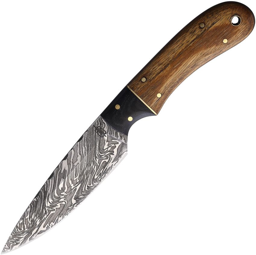 BucknBear Utility Hunter DP Fixed Blade Knife 4.25" Damascus Steel w/ Sheath