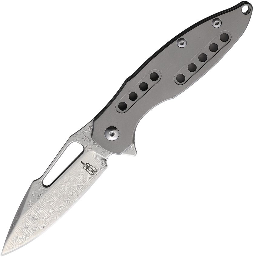 BucknBear Titanium Framelock Folding Knife 2.88" Damascus Blade