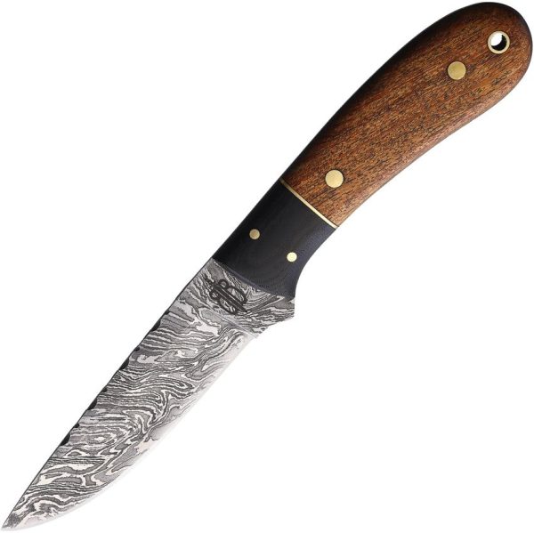 BNB15247.jpg BucknBear Spear Hunter 4" Damascus Fixed Blade Knife Brown
