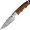 BucknBear Damascus Fixed Blade 3.5" Knife Brown Wood Handle