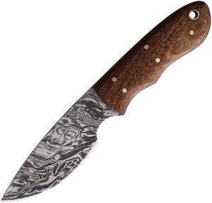 BNB15252.jpg BucknBear Mini Camper Fixed Blade Knife Damascus Steel Brown Wood