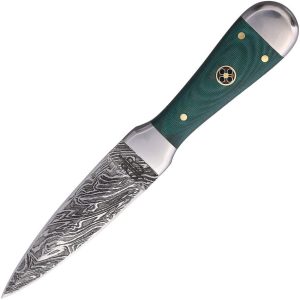 BucknBear Bodice Dagger Fixed Blade Damascus Steel Green Micarta