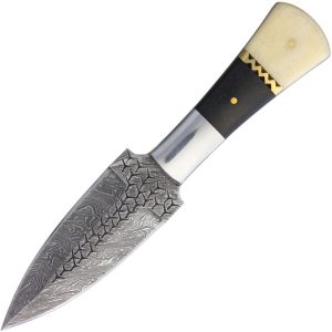 BucknBear Dagger Fixed Blade Damascus Steel 4" Black Sheath