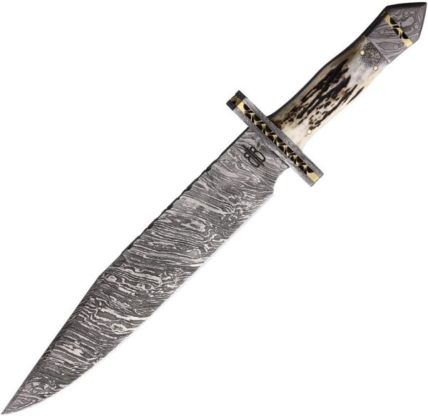 BNB16305.jpg BucknBear Big Game Texas Bowie Fixed Blade Damascus Steel Stag