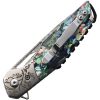BucknBear Abalone Linerlock Damascus Folding Knife 3" Blade