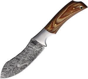 BucknBear Recurve Wood Hunter 4.25" Damascus Fixed Blade