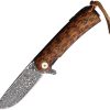 BucknBear Snakewood Linerlock Folding Knife Damascus Blade