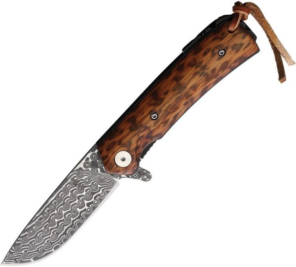 BucknBear Snakewood Linerlock Folding Knife Damascus Blade
