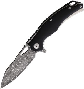 BucknBear Black Panther Damascus Folding Knife Linerlock G10