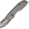 BucknBear Mini EDC Framelock Damascus Folding Knife Gray Titanium