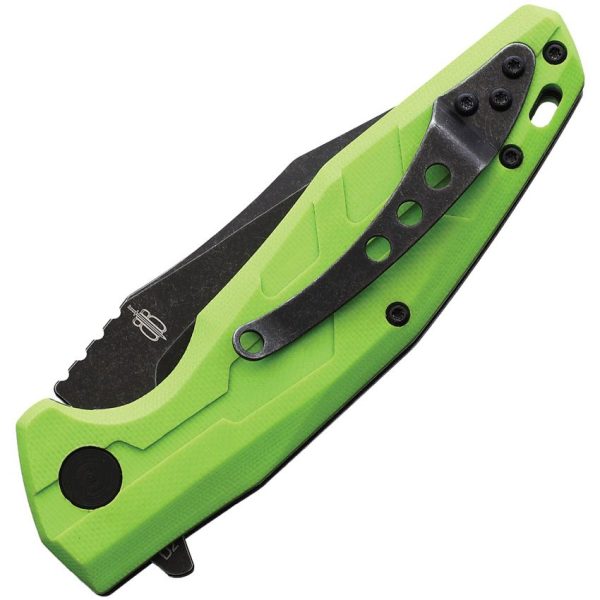 BucknBear Chameleon Linerlock Folding Knife D2 Steel Lime G10