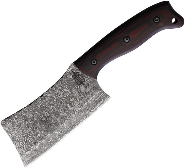 BNB91553.jpg BucknBear Damascus Cleaver 5" Fixed Blade Knife G10 Handle