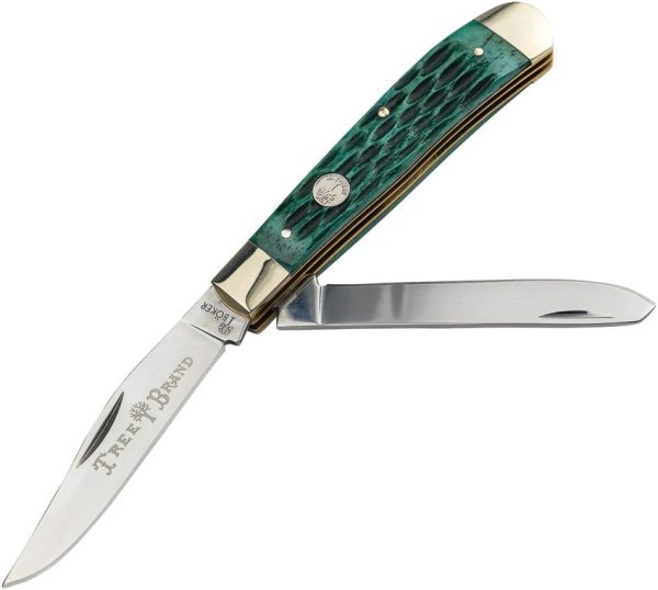 Boker Tree Brand Trapper Green Jigged Bone