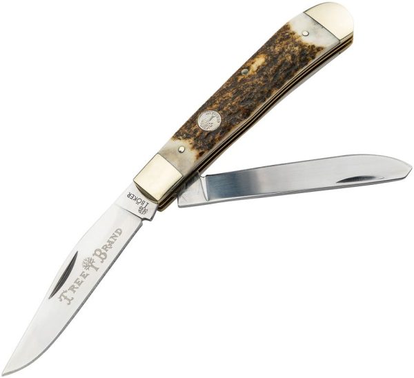 Boker Trapper Stag D2 Mirror Polish Blades