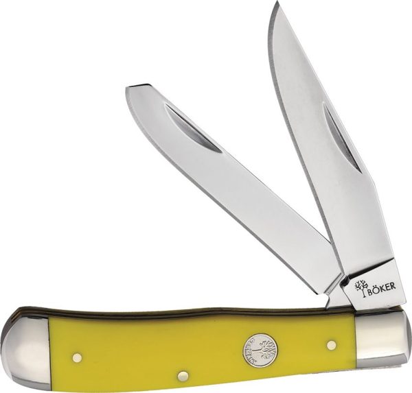 Boker Trapper Yellow Delrin - 1095HC Mirror Finish