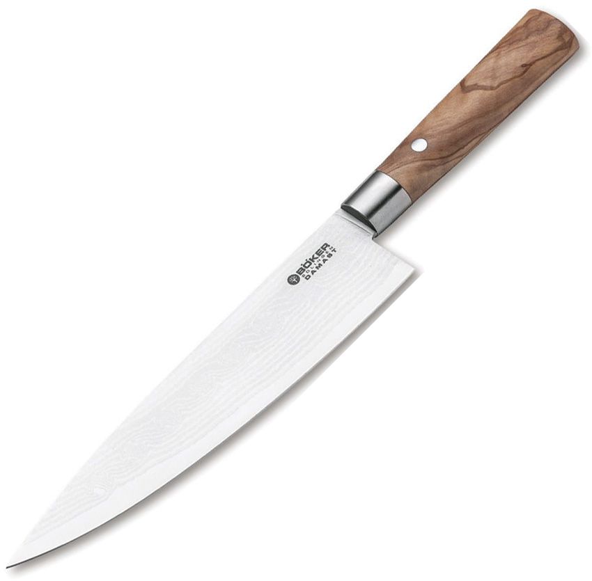 Boker Chef's Knife 8.25" Damascus Steel Olive Wood Handle