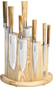 BO130445SET.jpg Boker Damast Olive 7-Piece Damascus Kitchen Knife Set