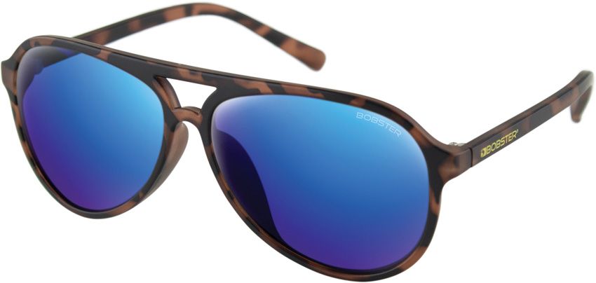 Bobster Maverick Matte Tortoise Frame Sunglasses with Blue Mirror Lens