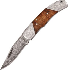 Boker Magnum Duke Lockback Damascus - Burl Wood