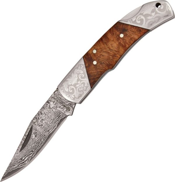 Boker Magnum Duke Lockback Damascus - Burl Wood