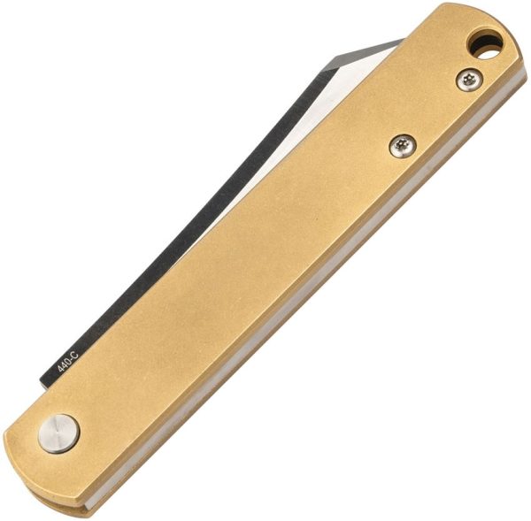 Boker Plus Zenshin 42 Framelock Brass Handle Knife