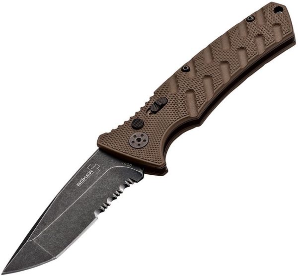 Boker Plus Strike Button Lock Coyote - AUS-8 Tanto