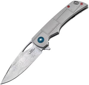 BOP01BO910DAM.jpg Boker Plus P-51 Framelock Damascus Titanium Handle