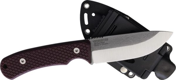 BPS Knives Beta Fixed Blade D2 Drop Point - Burgundy Micarta