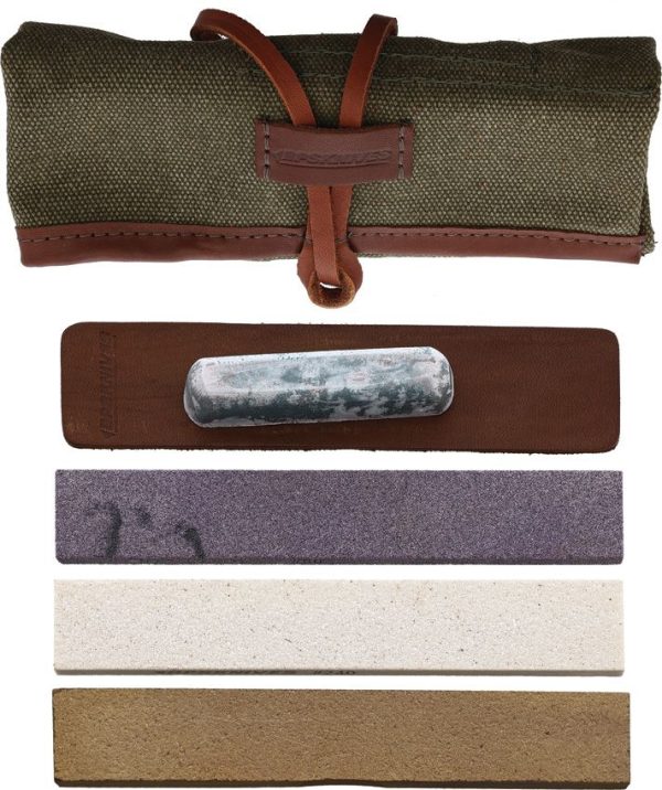 BPS Knives Sharpening Set 3 Stones - Leather Strop