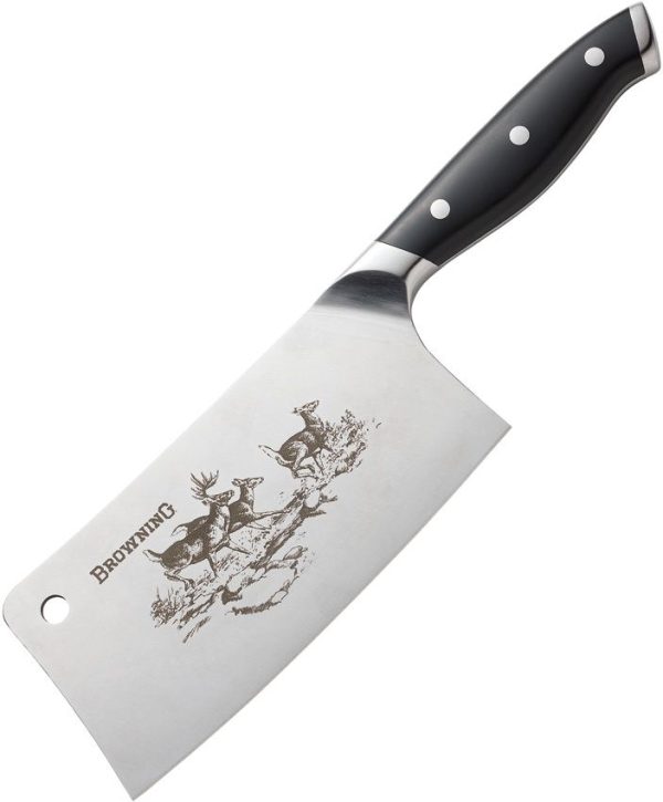 BR0319B.jpg Browning Large Engraved Cleaver 7" Stainless Fixed Blade