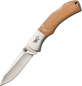 Browning Lockback Maple Pakkawood - 3.5 inch Satin Stainless