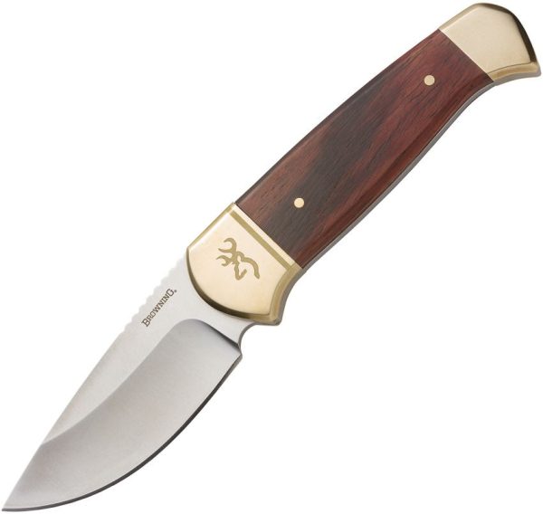 BR0378.jpg Browning Fixed Blade Drop Point Satin Stainless Brass Bolster