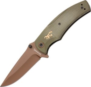 BR0466.jpg Browning Trailside Linerlock Folding Knife D2 Steel Green Micarta