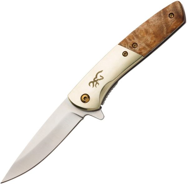 Browning Nine Mile Framelock Assisted Folding Knife Burl Wood