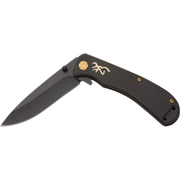 Browning Rivet Black Folder 3" D2 Steel Micarta Folding Knife