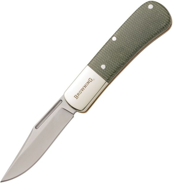 Browning Steambank Folder 2.5" 12C27 Sandvik Green Micarta Knife