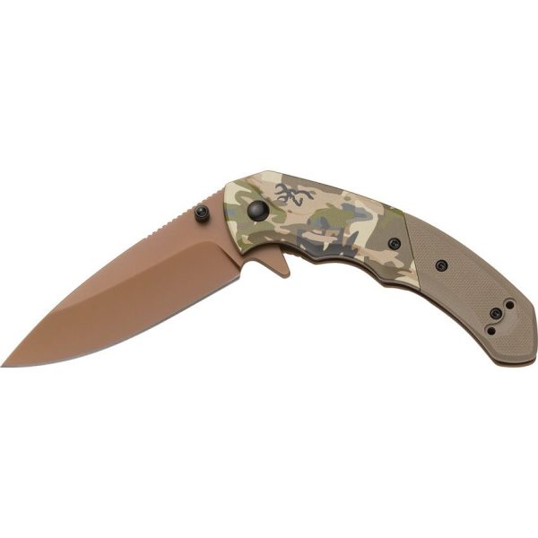 Browning Auruc Framelock A/O Camo Folding Knife D2 Blade