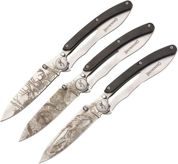 Browning Sportsman Framelock Set - Three Etched Blades