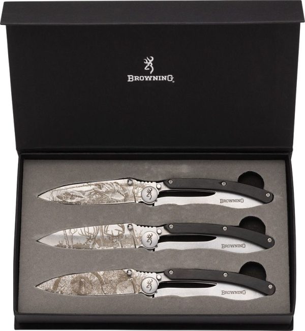 Browning Sportsman Framelock Set - Three Etched Blades