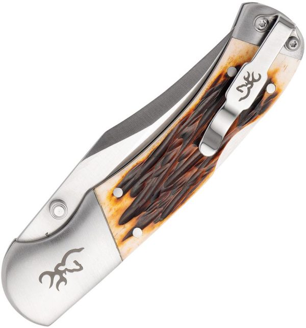 Browning Lockback Jigged Bone Folding Knife - Brown