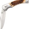 Browning Lockback Jigged Bone Folding Knife - Brown