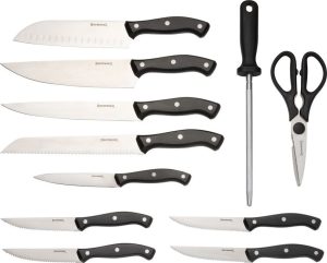 BR0536B.jpg Browning Kitchen Set 8pc Steak Knives Chef Utility Bread Block
